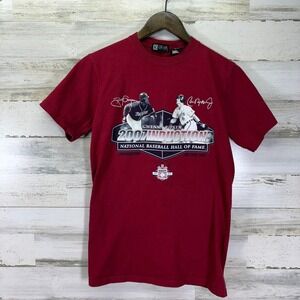 Cal Ripken and Tony Qwynn 2007 Baseball Hall of Fame Induction Red Small T-Shirt